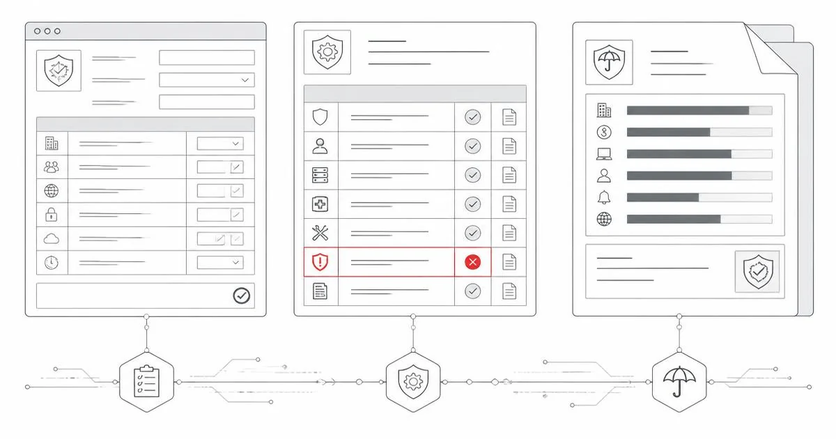 Diagram mapping documented control status and verification evidence to coverage questionnaire items.