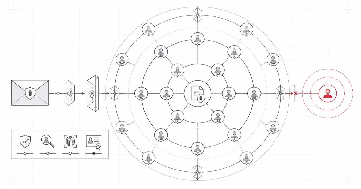 Diagram of a participant network in which different members hold different levels of information visibility.